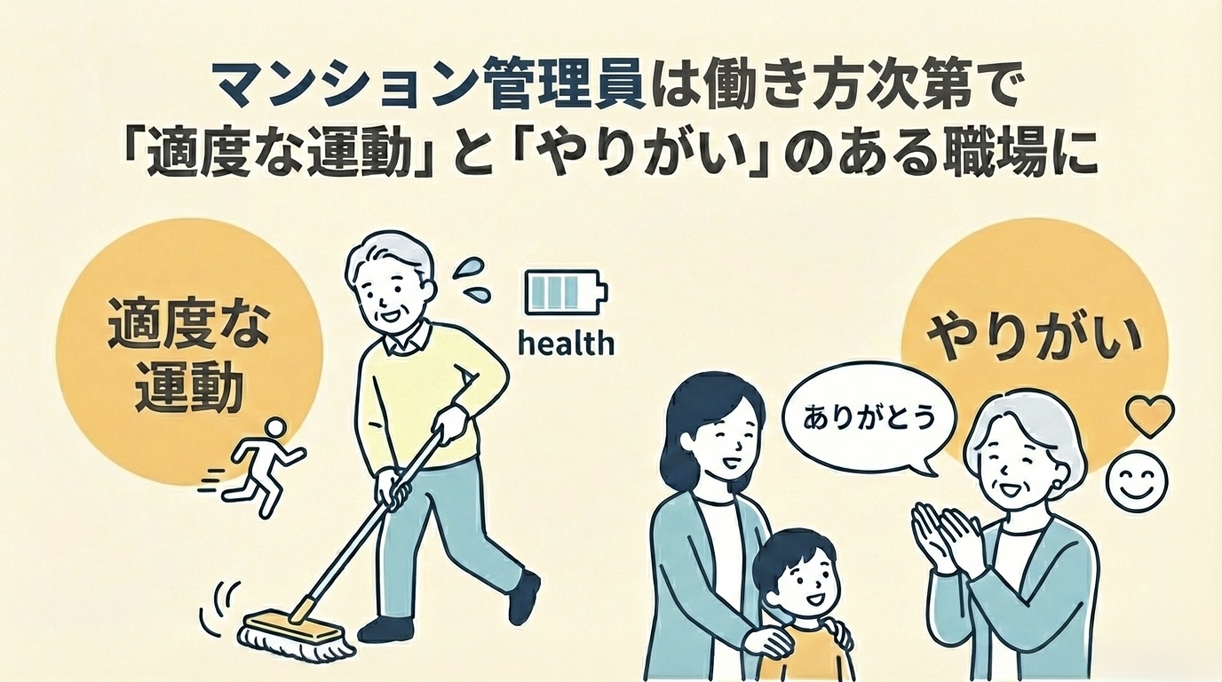 マンション管理人（管理員）は働き方次第で「適度な運動」と「やりがい」のある職場に