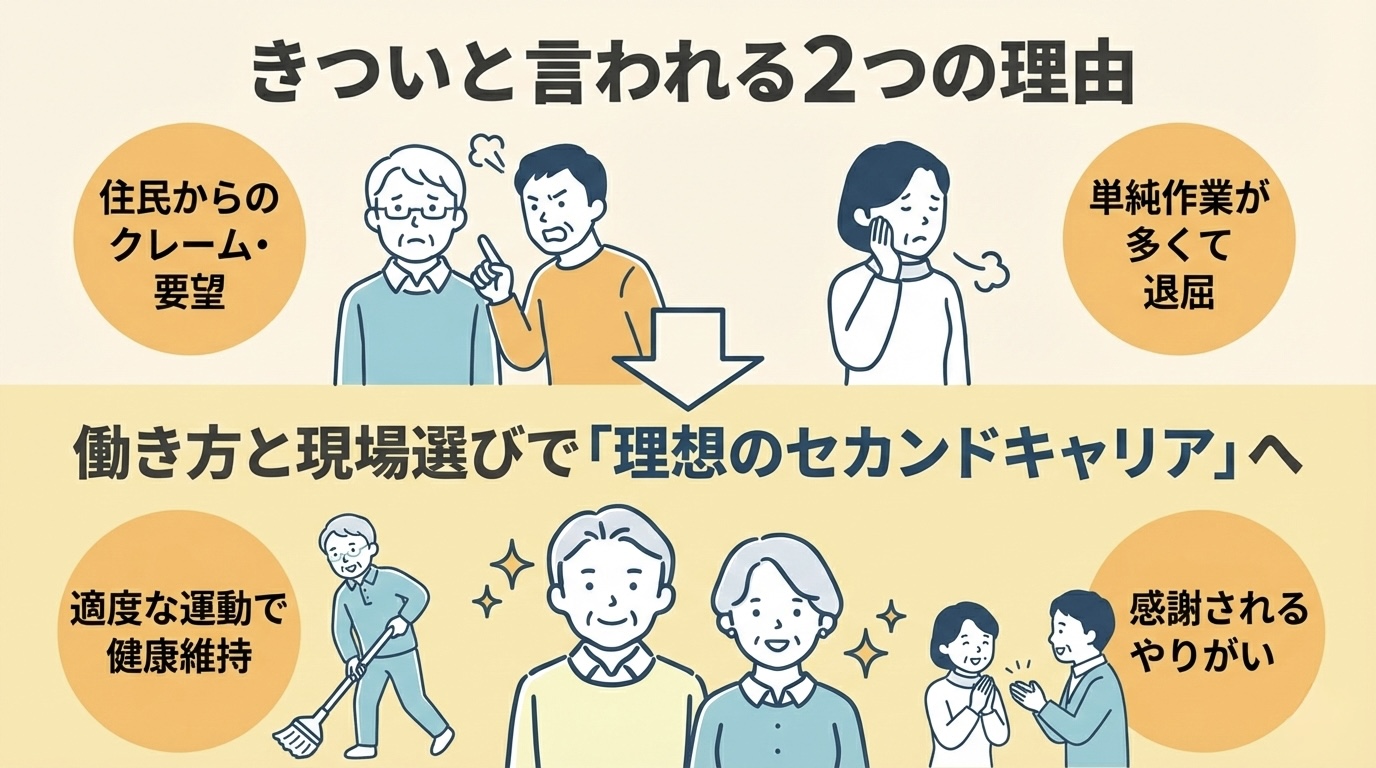 マンション管理員（管理人）がきついと言われる2つの理由！定年後にストレスなく働く選択肢を紹介